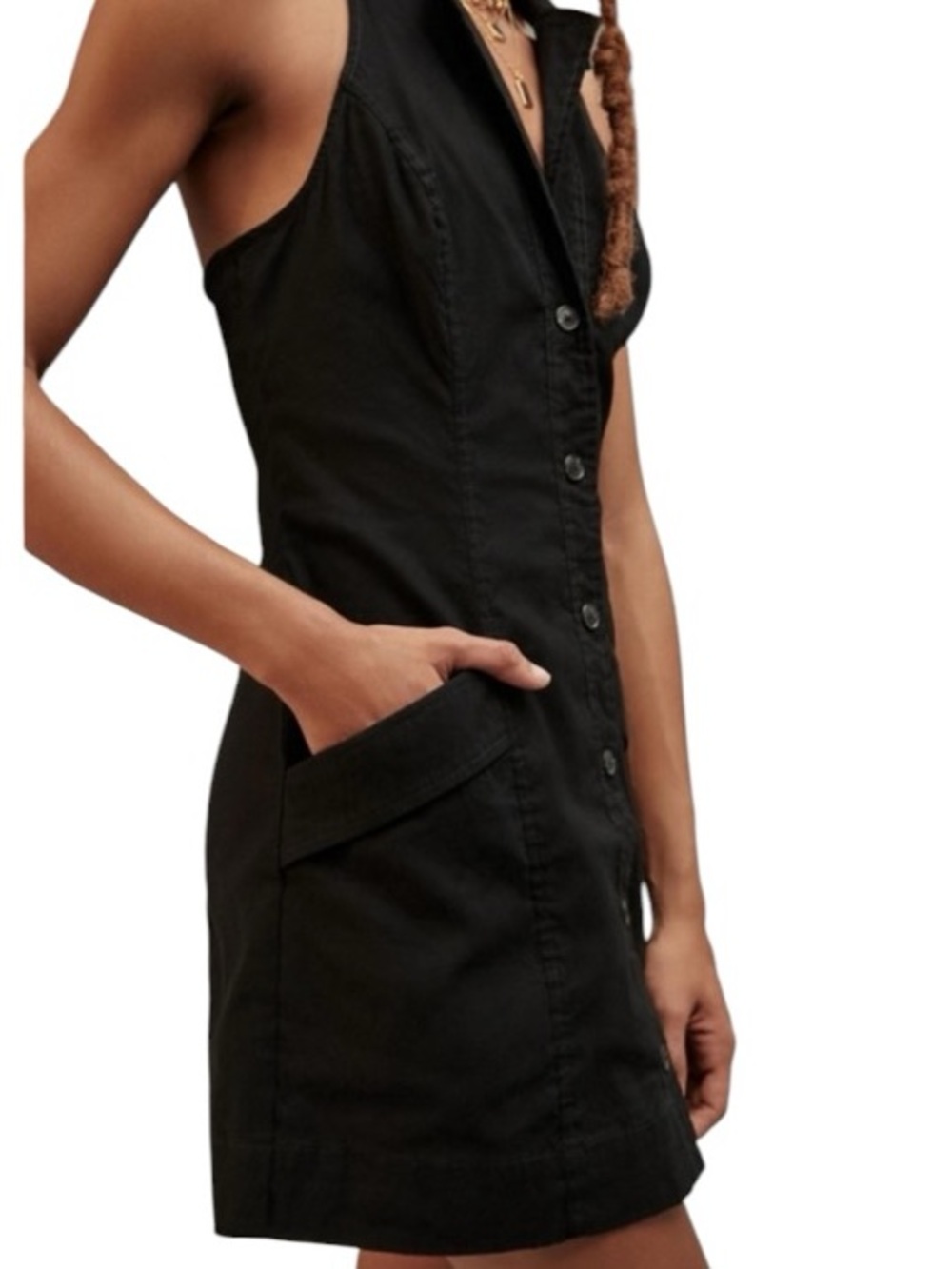 Maeve Anthropologie Black Amelia Collared Halter T Back Blazer Mini Dress L NWOT - Picture 3 of 12